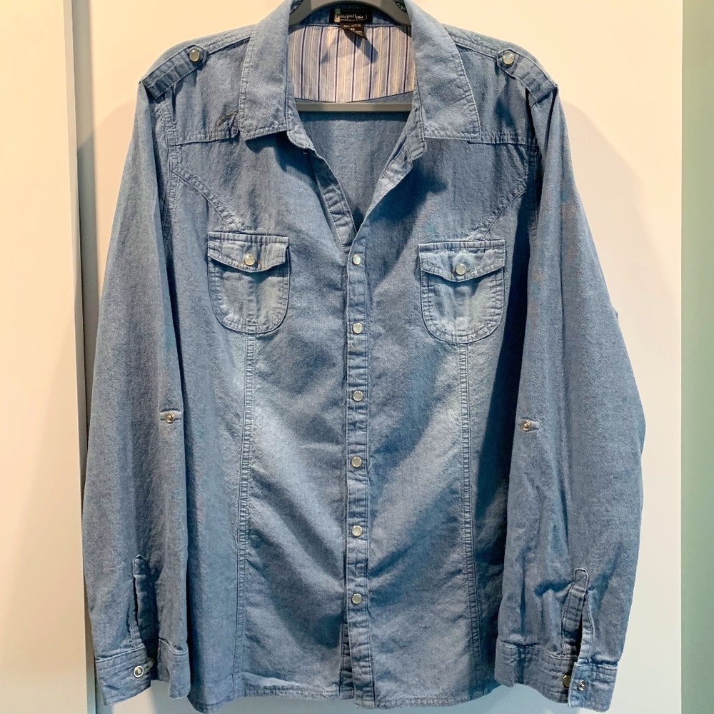 Western Styled Long Sleeved Denim Shirt 3x